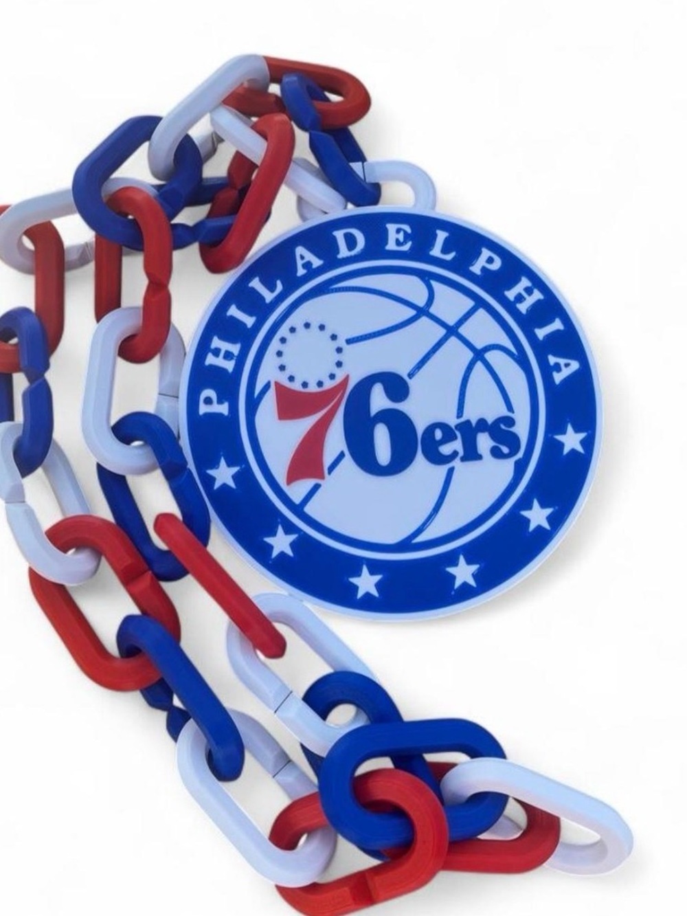 Philadelphia 76ers Red, White & Blue Silicone Chain Necklace